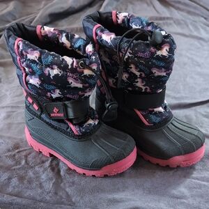 Merrell Kids' Unicorn Print Snow Boots - Black and Pink